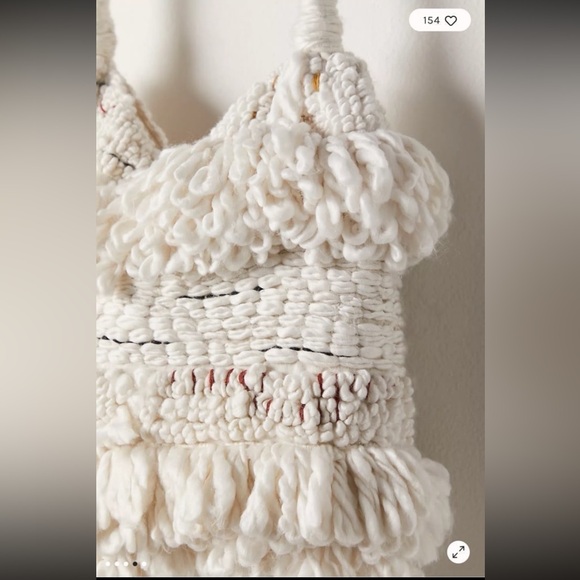 Free People Oslo Tote Bag Cream Bohemian Fringe Knitted Yarn Purse NWT - Picture 3 of 11